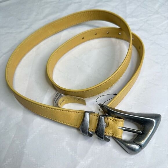 Free People Billie Cow Leather Belt in Honey Yellow Size M/L NWOT Western Boho - Picture 1 of 6